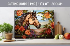 Stained Glass Horse Kitchen Cutting Board Sublimation Design Product Image 1