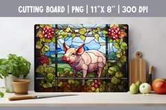 Stained Glass Pig Kitchen Cutting Board Sublimation Design Product Image 1