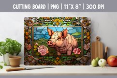 Stained Glass Pig Kitchen Cutting Board Sublimation Design Product Image 1