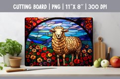 Stained Glass Sheep Kitchen Cutting Board Sublimation Design Product Image 1