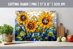 Stained Glass Sunflowers Kitchen Cutting Board Sublimation Product Image 1
