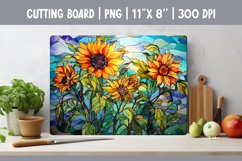 Stained Glass Sunflowers Kitchen Cutting Board Sublimation Product Image 1