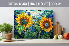 Stained Glass Sunflowers Kitchen Cutting Board Sublimation Product Image 1