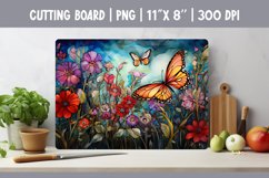 Flowers &amp; Butterflies Kitchen Cutting Board Sublimation Product Image 1