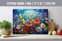 Flowers &amp; Butterflies Kitchen Cutting Board Sublimation Product Image 1