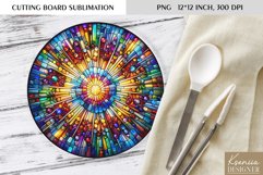 ColorfulStained Glass Design|Round Cutting Board Sublimation Product Image 1