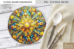 ColorfulStained Glass Design|Round Cutting Board Sublimation Product Image 1