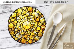 Colorful Stained Glass Design|Round Cutting Board Sublimatio Product Image 1
