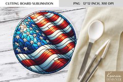 Patriotic Stained Glass Design|Round Cutting Board Design Product Image 1