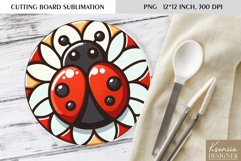 Ladybug Stained Glass| Round Cutting Board Sublimation Product Image 1