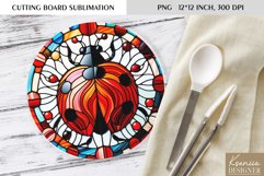 Ladybug Stained Glass| Round Cutting Board Sublimation Product Image 1