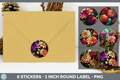 Bundle of six Watercolor Dahlias Stickers designs.
