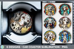 Bundle of six Painted Glass Dalmatians Car Coaster designs.