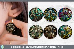 Bundle of six Floral Dandelions Round Earrings designs.