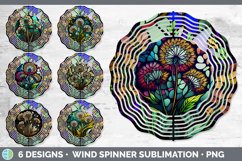 Bundle of six Floral Dandelions Wind Spinner designs.