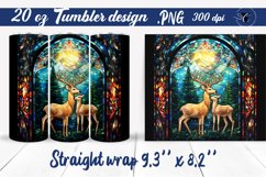 stained glass tumbler wrap | Christmas deers sublimation Product Image 1