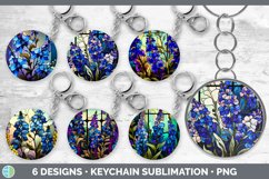 Bundle of six Watercolor Delphiniums Keychain designs.