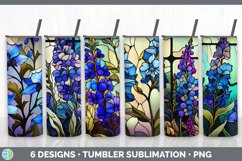 Bundle of six Watercolor Delphiniums Tumbler designs.