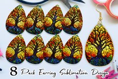 Stained Glass Tree Earring teardrop sublimation design Product Image 1