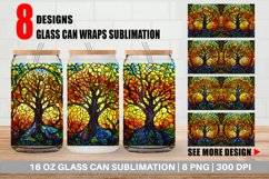 Stained Glass Tree Glass Can Wraps Product Image 1