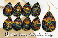 Stained Glass Sunset Earring teardrop sublimation design Product Image 1