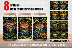 Stained Glass Sunset Glass Can Wraps Product Image 1