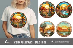 Watercolor Stained Glass Desert Oasis Clipart Product Image 1