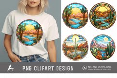 Watercolor Stained Glass Desert Oasis Clipart Product Image 1