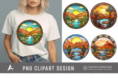 Watercolor Stained Glass Desert Oasis Clipart Product Image 1