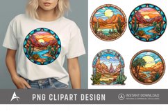 Watercolor Stained Glass Desert Oasis Clipart Product Image 1