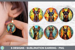 Bundle of six Painted Glass Doberman Pinschers Round Earrings designs.