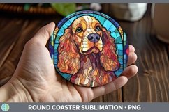 GorgeousStained Glass Dog Round Coaster design.
