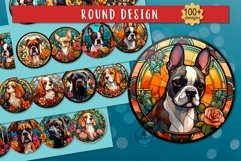 Stained glass dog round designs