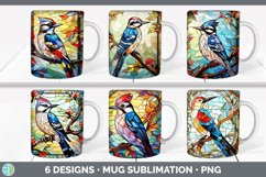 Bundle of six Painted Glass Downy Woodpeckers Mug Wrap designs.
