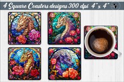 Square Coasters | Stained glass dragon Product Image 1