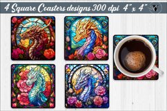 Square Coasters | Stained glass dragon Product Image 1