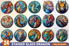 Stained Glass Dragon Sublimation Clipart Bundle - 24 designs Product Image 1