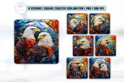Stained Glass Eagle Square Coaster Sublimation Bundle Product Image 1