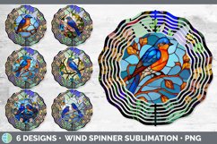 Bundle of six Painted Glass Eastern Bluebirds Wind Spinner designs.
