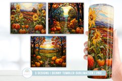 Stained Glass Fall Farm Tumbler Sublimation Product Image 1