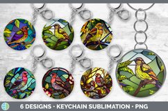 Bundle of six Painted Glass Finches Keychain designs.