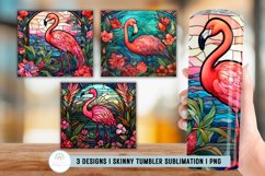Stained Glass Flamingo Skinny Tumbler Sublimation Product Image 1