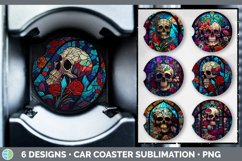 Bundle of six Painted Glass Skulls Car Coaster designs.