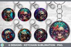 Bundle of six Painted Glass Skulls Keychain designs.