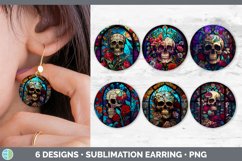 Bundle of six Painted Glass Skulls Round Earrings designs.