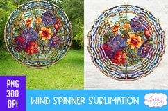 Stained glass floral wind spinner design for sublimation Product Image 1