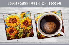 Stained Glass Flower Square Coaster Sublimation Sunflower Product Image 1