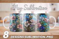Stained Glass Flowers | Mug sublimation design Product Image 1