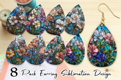 Stained Glass Flowers Earring teardrop sublimation design Product Image 1