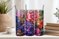 Stained Glass Flowers 20oz Tumbler Sublimation PNG Product Image 1